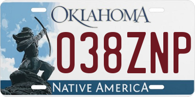 OK license plate 038ZNP