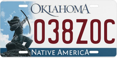 OK license plate 038ZOC