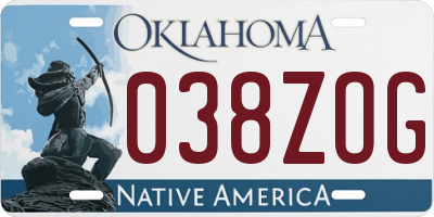 OK license plate 038ZOG