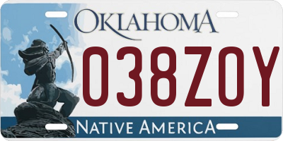 OK license plate 038ZOY