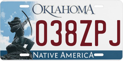 OK license plate 038ZPJ