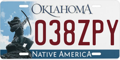 OK license plate 038ZPY