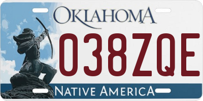 OK license plate 038ZQE