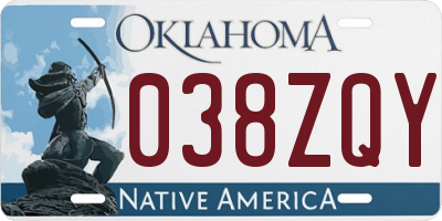 OK license plate 038ZQY