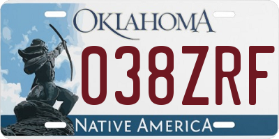 OK license plate 038ZRF