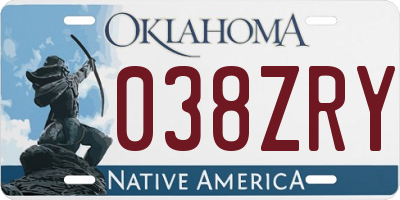 OK license plate 038ZRY