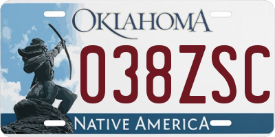 OK license plate 038ZSC