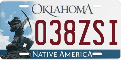 OK license plate 038ZSI