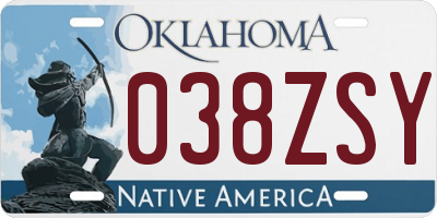 OK license plate 038ZSY