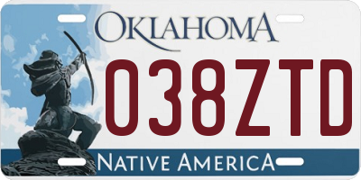 OK license plate 038ZTD
