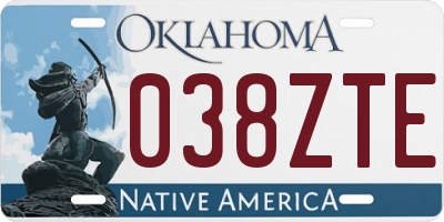 OK license plate 038ZTE