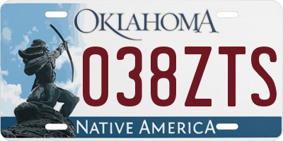 OK license plate 038ZTS