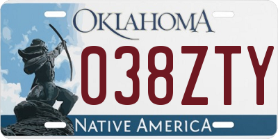 OK license plate 038ZTY