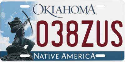 OK license plate 038ZUS