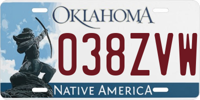 OK license plate 038ZVW