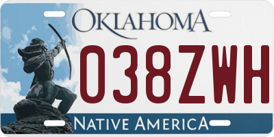 OK license plate 038ZWH