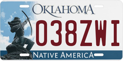 OK license plate 038ZWI