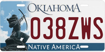 OK license plate 038ZWS