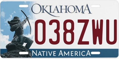 OK license plate 038ZWU