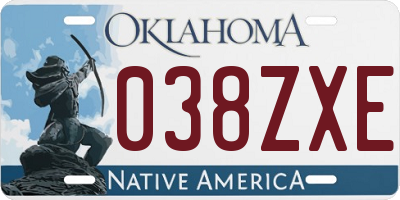 OK license plate 038ZXE