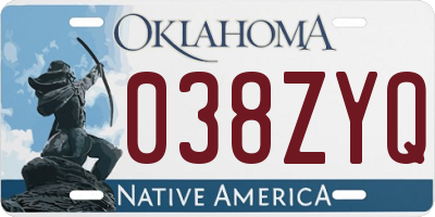 OK license plate 038ZYQ