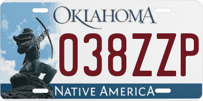 OK license plate 038ZZP