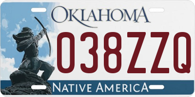 OK license plate 038ZZQ