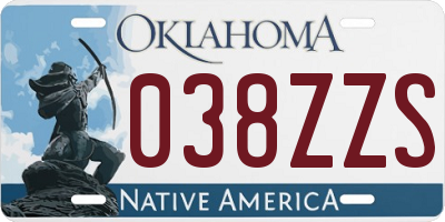 OK license plate 038ZZS