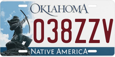 OK license plate 038ZZV