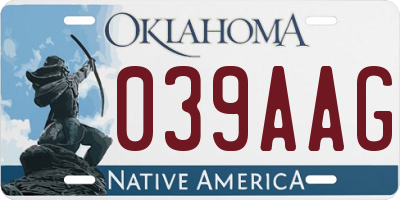 OK license plate 039AAG