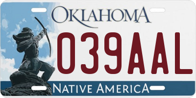 OK license plate 039AAL