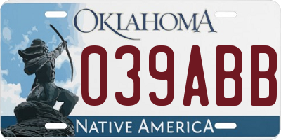 OK license plate 039ABB