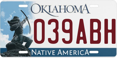 OK license plate 039ABH