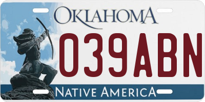 OK license plate 039ABN