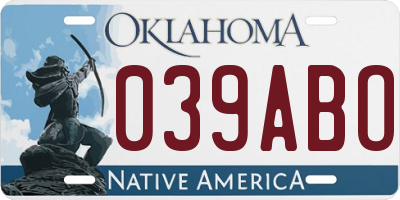 OK license plate 039ABO