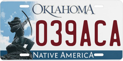 OK license plate 039ACA