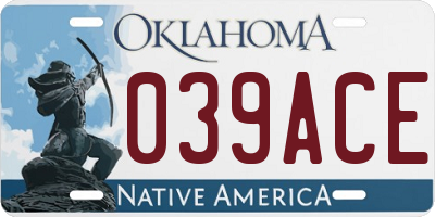 OK license plate 039ACE