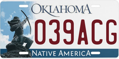 OK license plate 039ACG