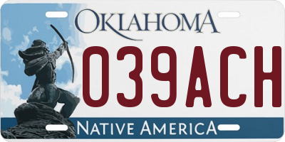 OK license plate 039ACH