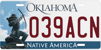 OK license plate 039ACN