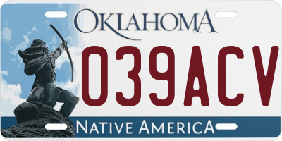 OK license plate 039ACV