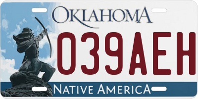 OK license plate 039AEH