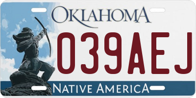 OK license plate 039AEJ