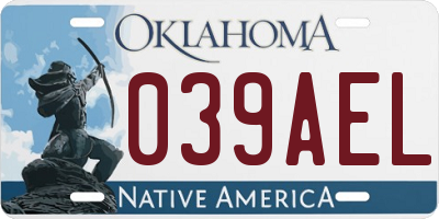 OK license plate 039AEL