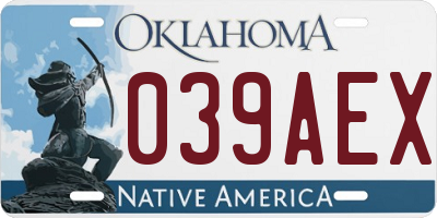 OK license plate 039AEX