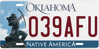 OK license plate 039AFU