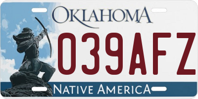 OK license plate 039AFZ
