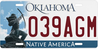 OK license plate 039AGM