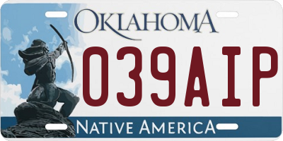 OK license plate 039AIP