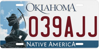 OK license plate 039AJJ